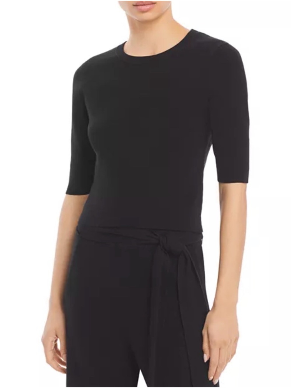 NWOT! WAYF Crawford Short Sleeve Sweater Black Monochrome Top Size Small